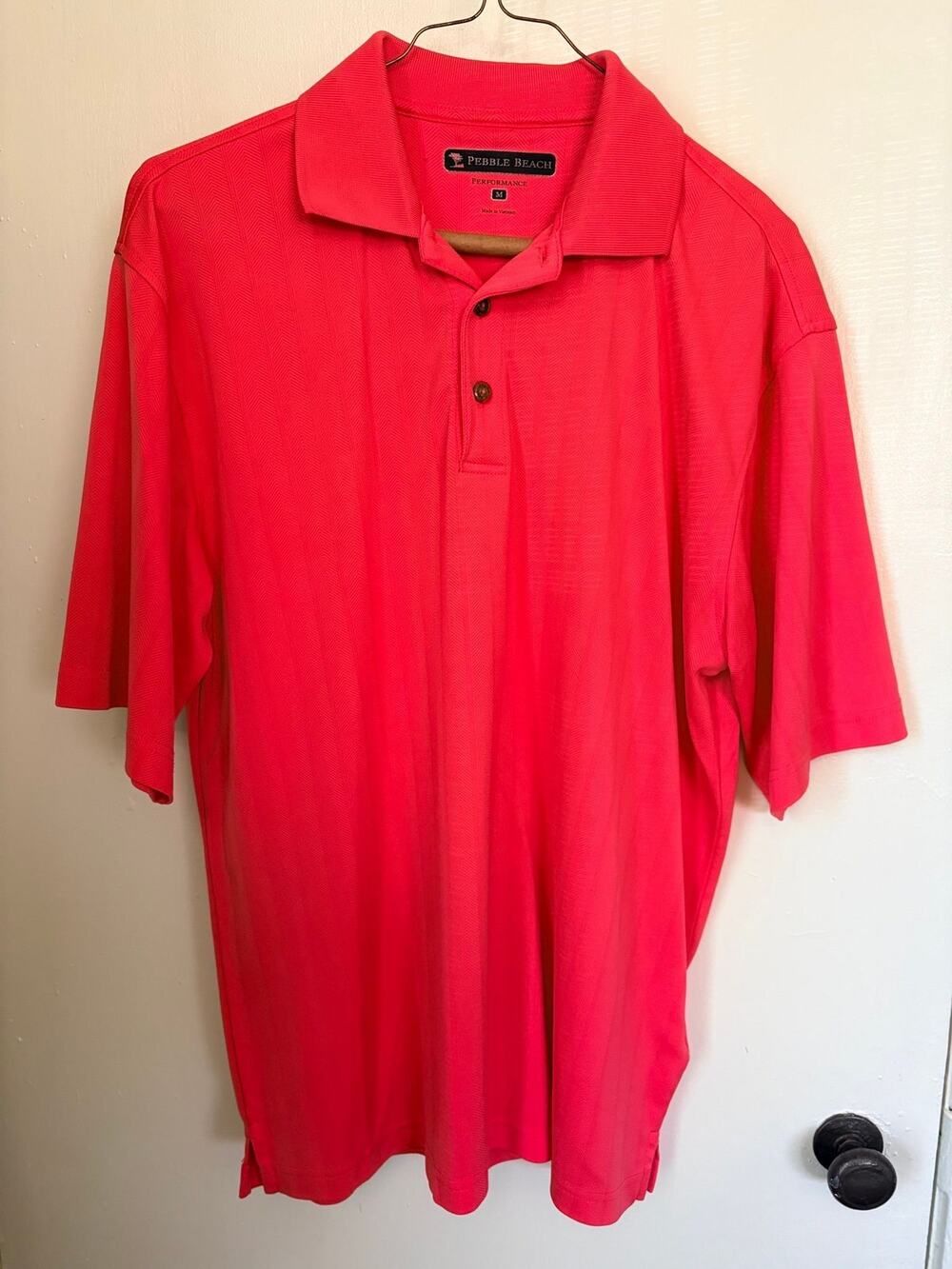 Pebble Beach Performance Polo Golf Casual Mens M Bright Coral